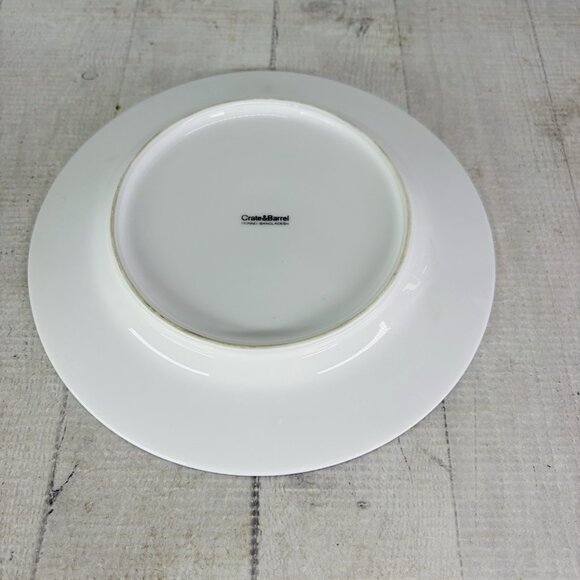 Crate & Barrel CBL141 BLUE LINE White Porcelain Blue Verge 8" Salad Plates Set 4 - Picture 9 of 16